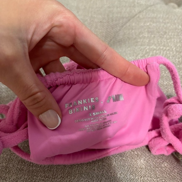 Frankie’s Bikinis X Naomi Tia Terry String Bikini Bottom Pink - Picture 7 of 7